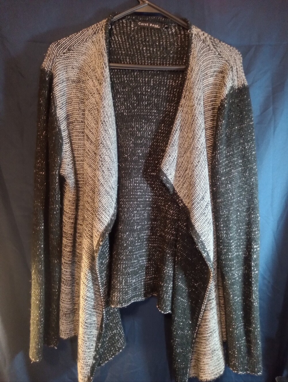 Carol Rose Two-Tone Black & Cream Open-Front Cardigan